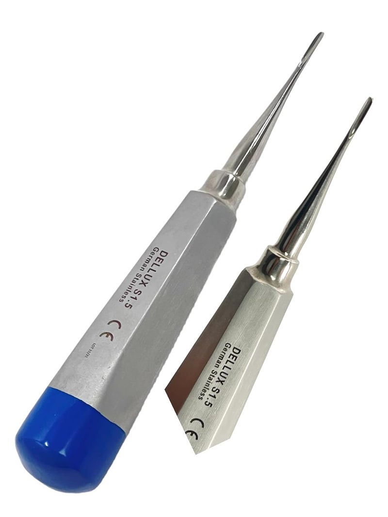 artlab -Dental Luxating Elevator Dental Root Elevators Straight Curved Tip-Periotome Luxating Elevator Apical Root Dental Elavators Extracting Extraction (Elevator STR 1.5MM Blue) - Image 1